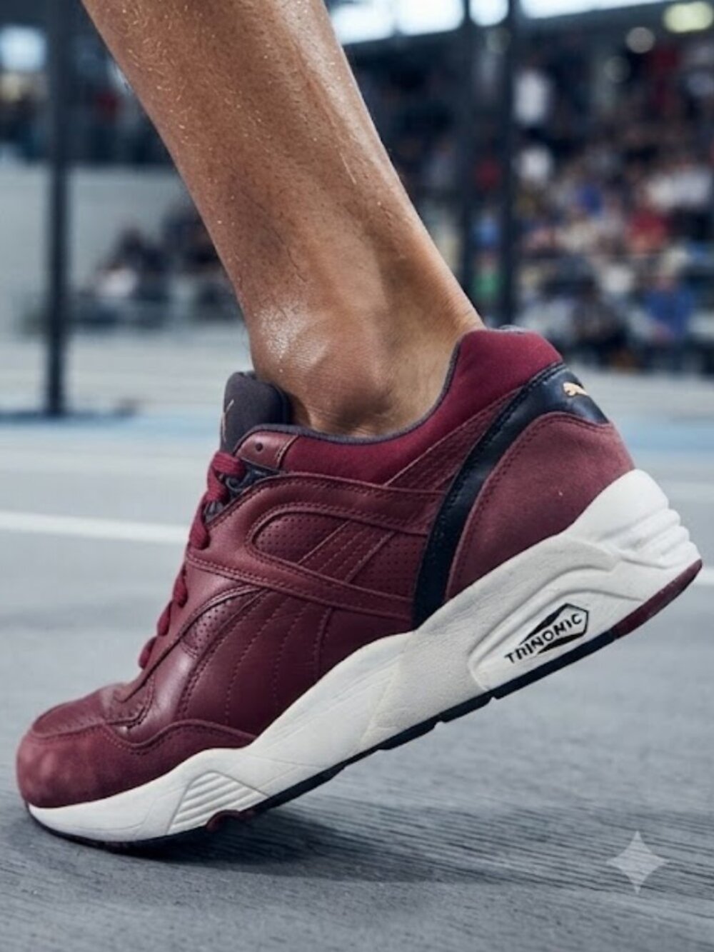 Puma Trinomic Men's Sneakers Size 10 Burgundy Red Leather Shoes EUR 43